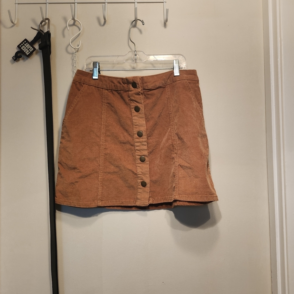 Altar'd State Button-Front Tan Skirt